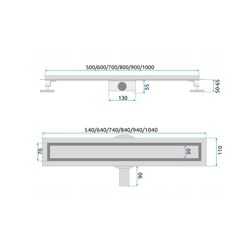 REA-G5807 - NEOX PRO 60 cm Stainless Steel Linear Drain