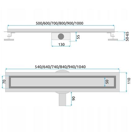 REA-G5811 - NEOX PRO 100 cm Linear Drain, Nickel