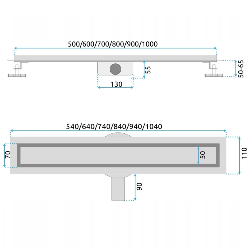 REA-G5811 - NEOX PRO 100 cm Linear Drain, Nickel