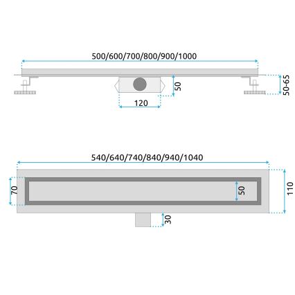 REA-G6600 - PURE NEOX 50 cm Matte Black Linear Shower Drain