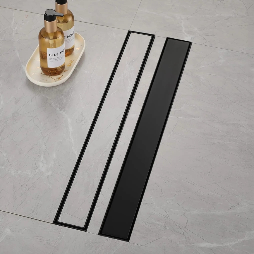 REA-G6602 - PURE NEOX 70 cm Matte Black Drain Channel