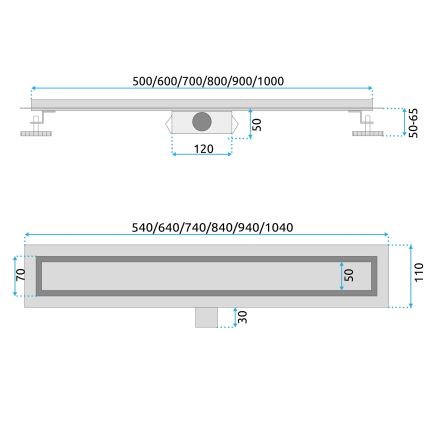 REA-G6602 - PURE NEOX 70 cm Matte Black Drain Channel