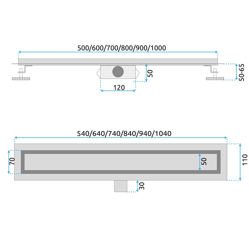 REA-G6602 - PURE NEOX 70 cm Matte Black Drain Channel
