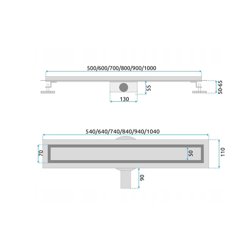REA-G7802 - NEOX PRO 70 cm linear shower drain, stainless steel/black