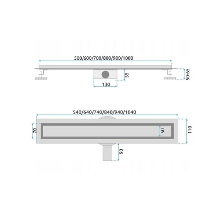 REA-G7803 - NEOX PRO 80 cm Stainless Steel/Black Linear Drain