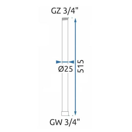 REA-K0881 - Extension bar for shower/bath set, 51.5 cm, polished chrome