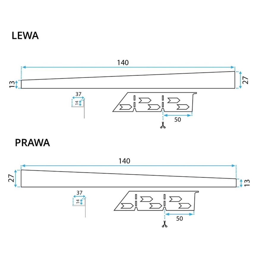 REA-K3218 - 140 cm Black Slope Profile
