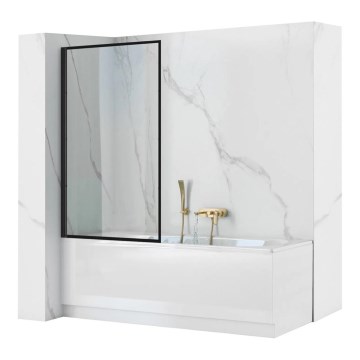 REA-K7390 - LAGOS Bath Screen 140x80 cm Black/Clear