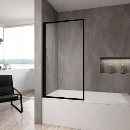 REA-K7390 - LAGOS Bath Screen 140x80 cm Black/Clear
