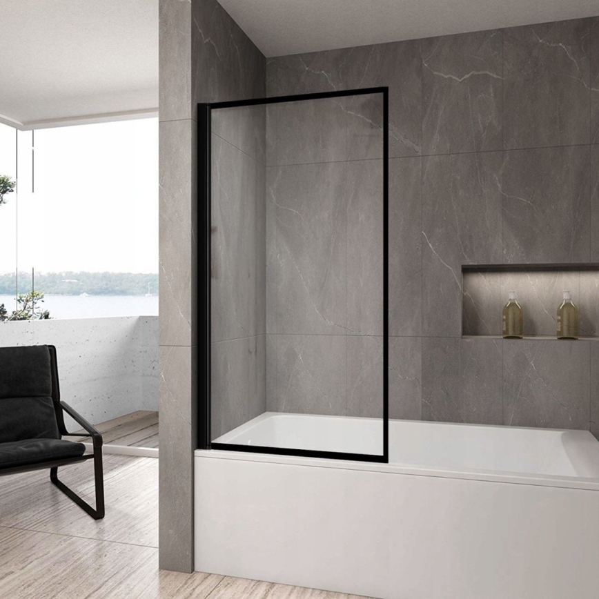 REA-K7390 - LAGOS Bath Screen 140x80 cm Black/Clear