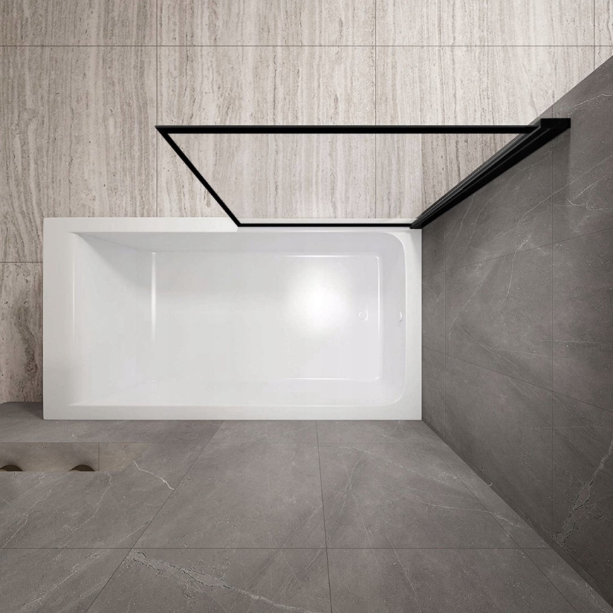 REA-K7390 - LAGOS Bath Screen 140x80 cm Black/Clear