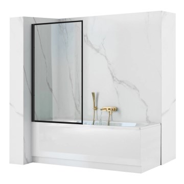 REA-K7632 - LAGOS 140x70 cm Adjustable Bath Screen, Black/Clear