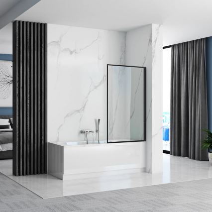 REA-K7632 - LAGOS 140x70 cm Adjustable Bath Screen, Black/Clear