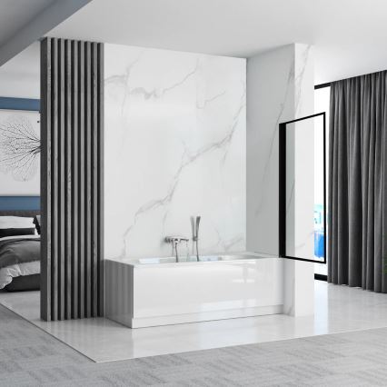 REA-K7632 - LAGOS 140x70 cm Adjustable Bath Screen, Black/Clear