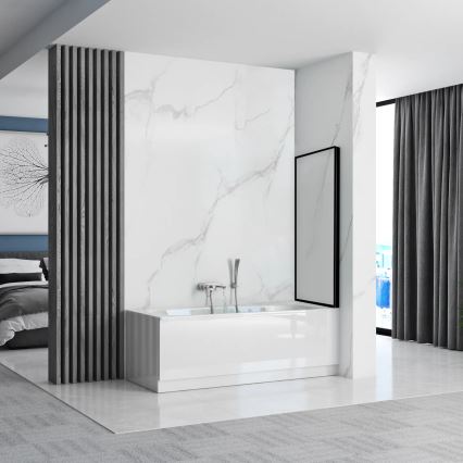 REA-K7632 - LAGOS 140x70 cm Adjustable Bath Screen, Black/Clear