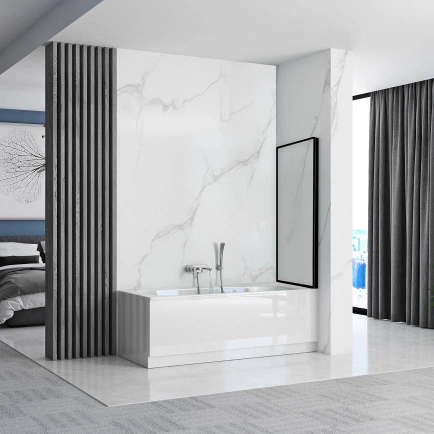 REA-K7632 - LAGOS 140x70 cm Adjustable Bath Screen, Black/Clear