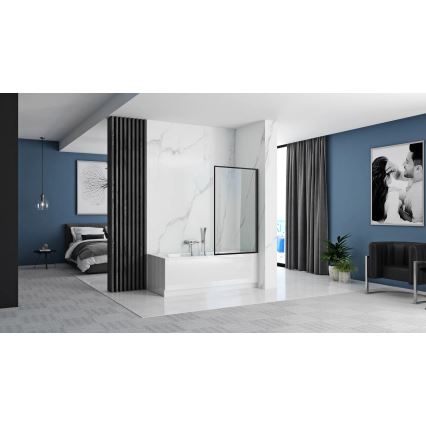 REA-K7632 - LAGOS 140x70 cm Adjustable Bath Screen, Black/Clear
