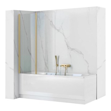 REA-K9777 - Folding bathtub screen AGAT 140x100 cm brushed gold/clear