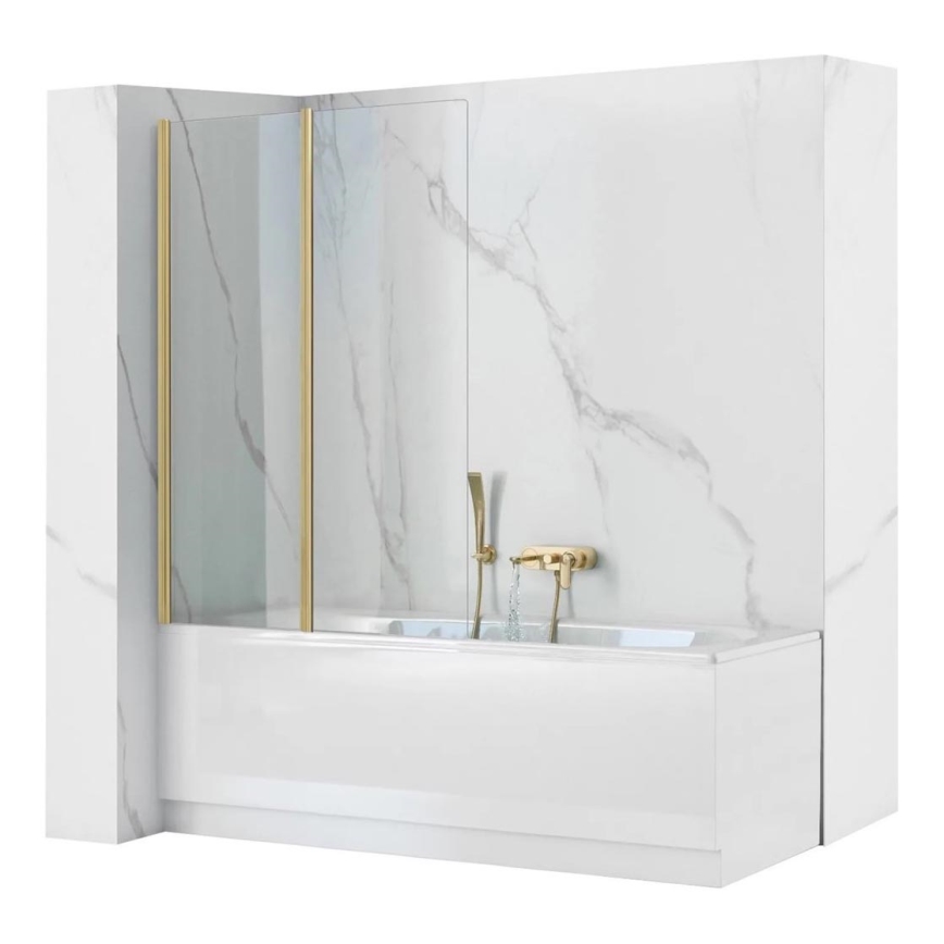 REA-K9777 - Folding bathtub screen AGAT 140x100 cm brushed gold/clear
