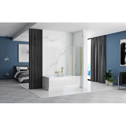 REA-K9777 - Folding bathtub screen AGAT 140x100 cm brushed gold/clear