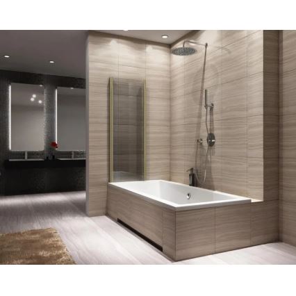 REA-K9777 - Folding bathtub screen AGAT 140x100 cm brushed gold/clear