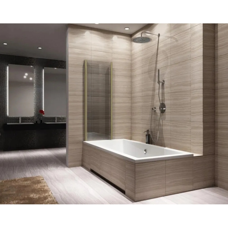 REA-K9777 - Folding bathtub screen AGAT 140x100 cm brushed gold/clear