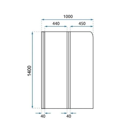 REA-K9777 - Folding bathtub screen AGAT 140x100 cm brushed gold/clear