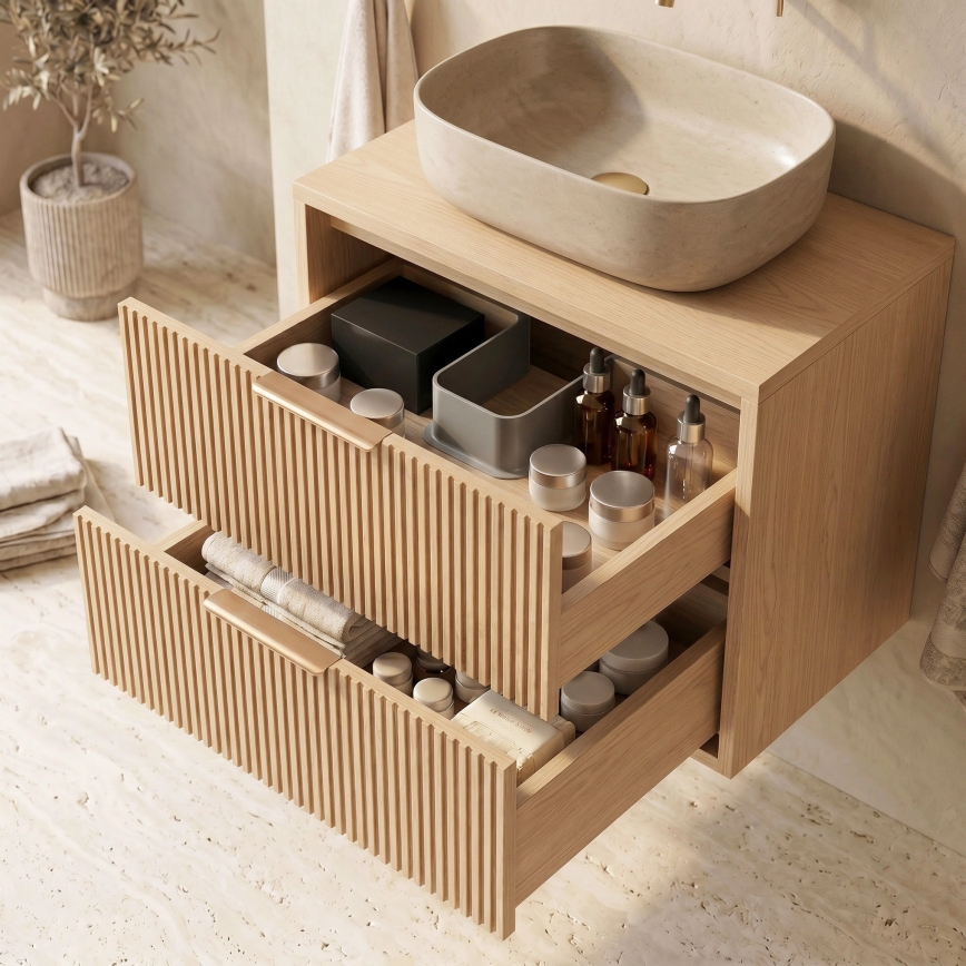 REA-M0408 - MONO Wall-mounted Under-sink Bathroom Cabinet 60x47 cm, Beige