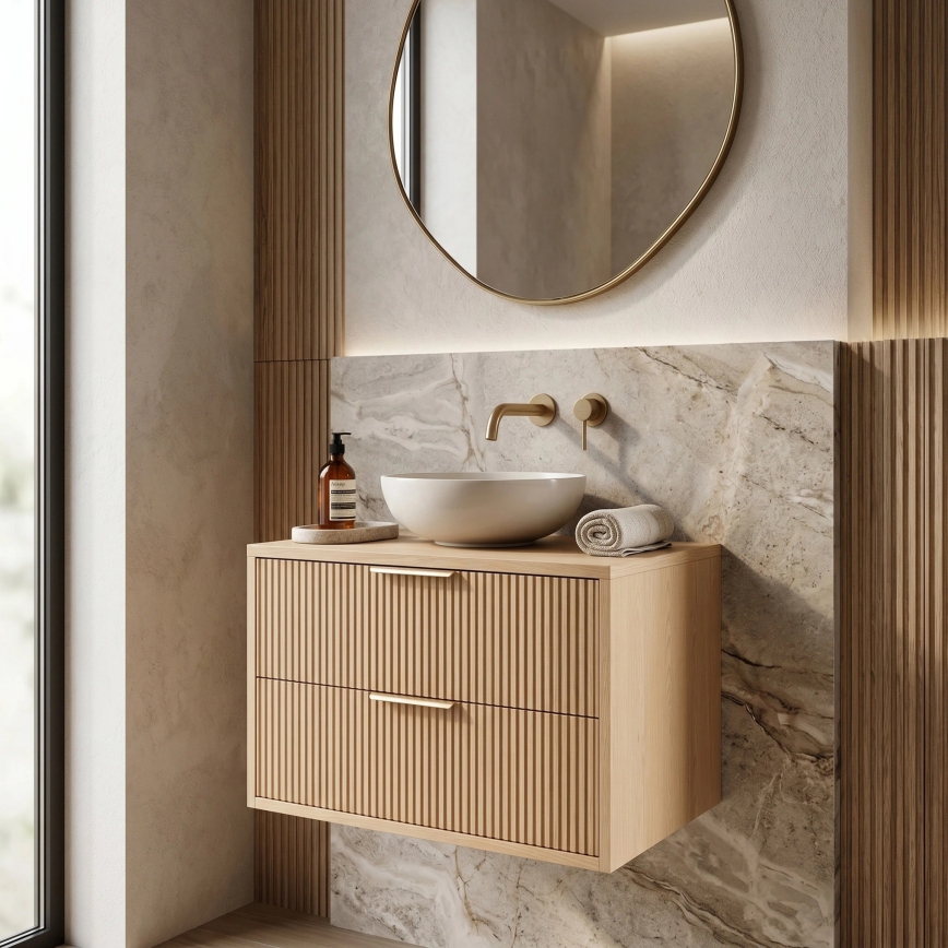 REA-M0408 - MONO Wall-mounted Under-sink Bathroom Cabinet 60x47 cm, Beige