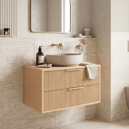 REA-M0409 - MONO 80 x 48.5 cm Wall-Mounted Under-Sink Bathroom Cabinet, Beige