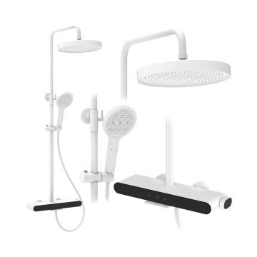 REA-P0353 - FAREL Matte White Shower Set with Mixer Tap