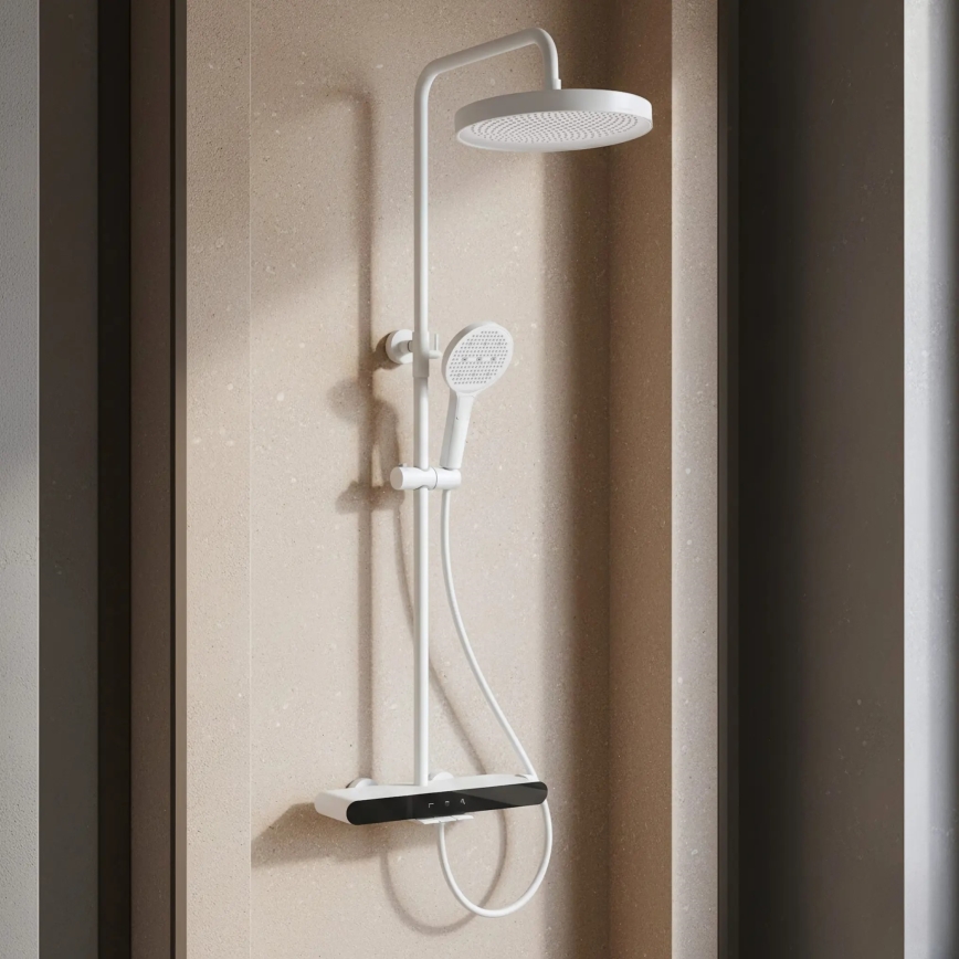 REA-P0353 - FAREL Matte White Shower Set with Mixer Tap