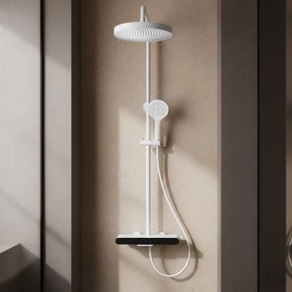 REA-P0353 - FAREL Matte White Shower Set with Mixer Tap