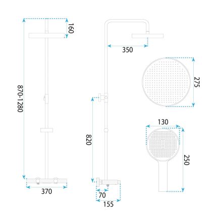 REA-P0362 - CREO Shower Set with Mixer, Brushed Copper