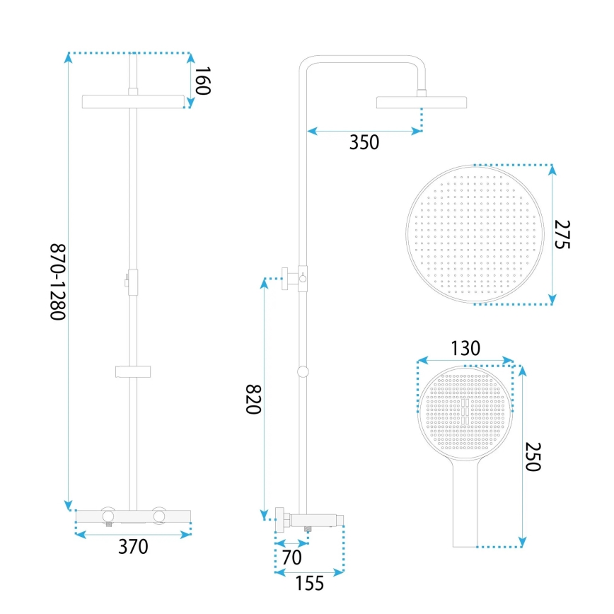 REA-P0362 - CREO Shower Set with Mixer, Brushed Copper