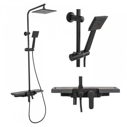 REA-P0636 - BRAVO Matte Black Shower Set with Mixer
