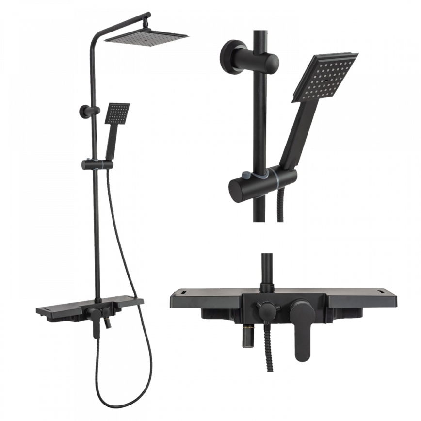 REA-P0636 - BRAVO Matte Black Shower Set with Mixer