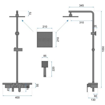 REA-P0636 - BRAVO Matte Black Shower Set with Mixer