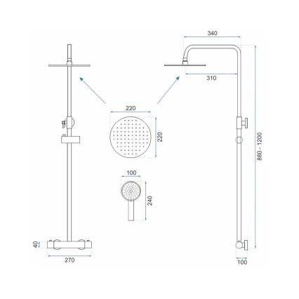 REA-P2323 - PAROT Thermostatic Shower Set, Brushed Gold