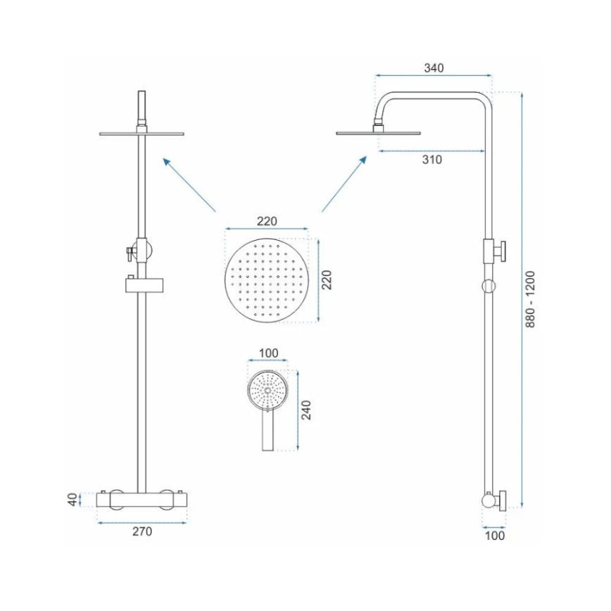 REA-P2323 - PAROT Thermostatic Shower Set, Brushed Gold