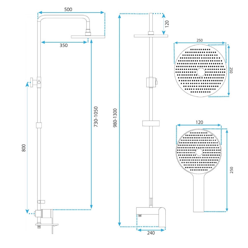 REA-P2400 - Shower set with AVALON mixer, brushed gold
