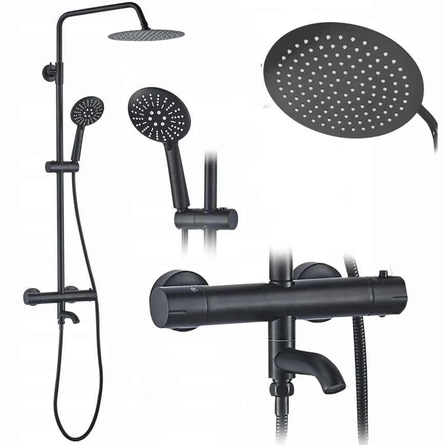 REA-P4113 - LUNGO Thermostatic Shower Set, Matte Black