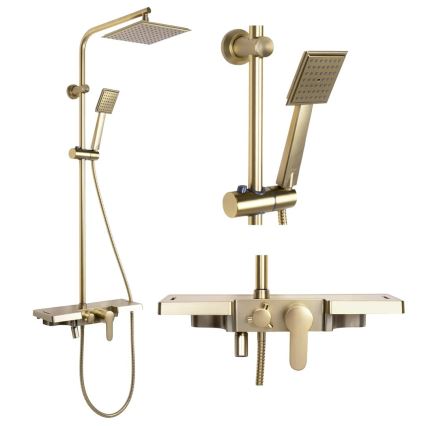 REA-P4121 - BRAVO Shower Set with Mixer Tap, Brushed Gold