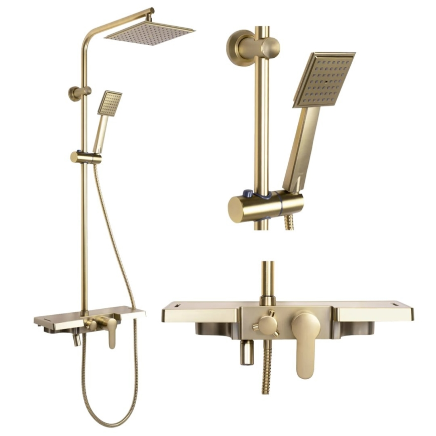 REA-P4121 - BRAVO Shower Set with Mixer Tap, Brushed Gold
