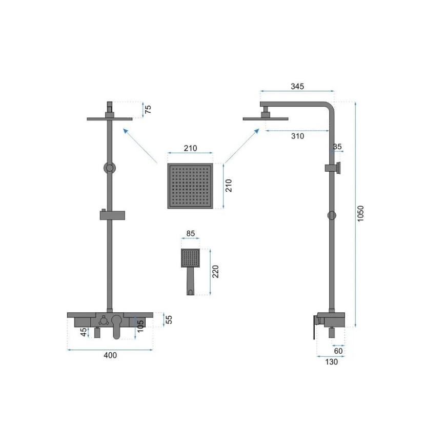 REA-P4121 - BRAVO Shower Set with Mixer Tap, Brushed Gold