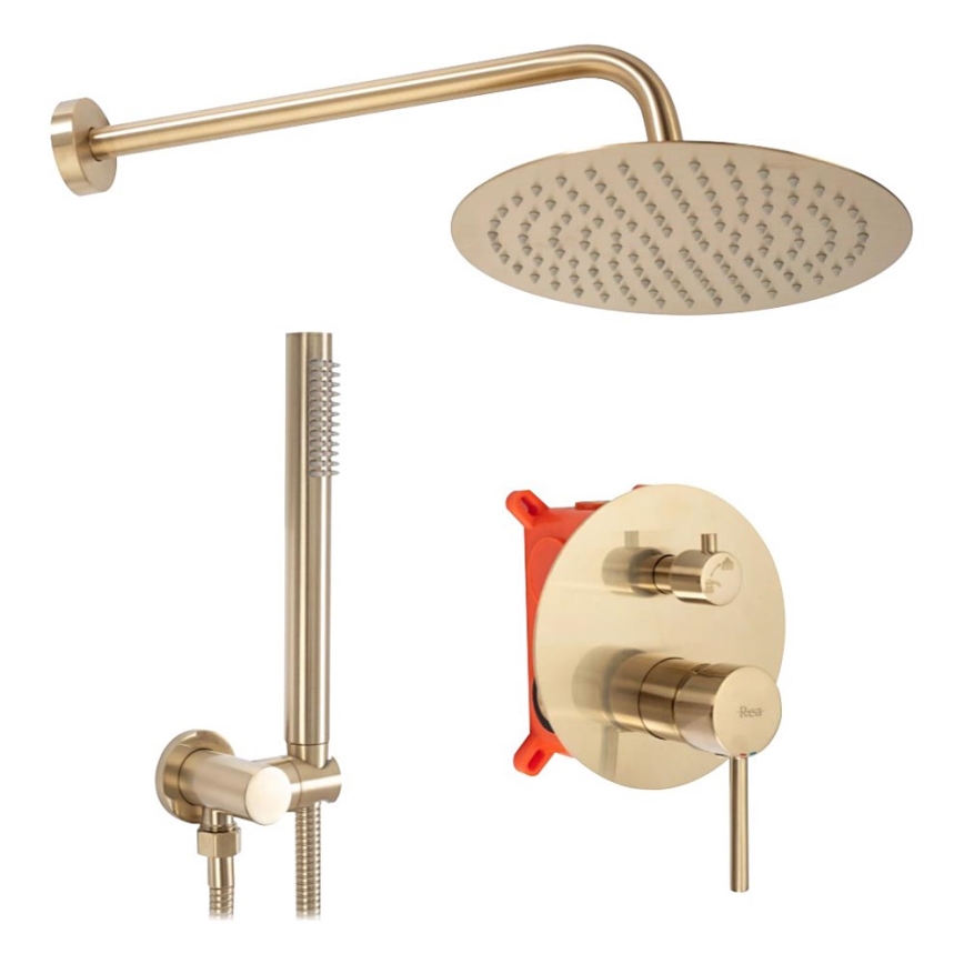REA-P4160 - LUNGO Concealed Shower Set with Built-in Mixer, Brushed Gold