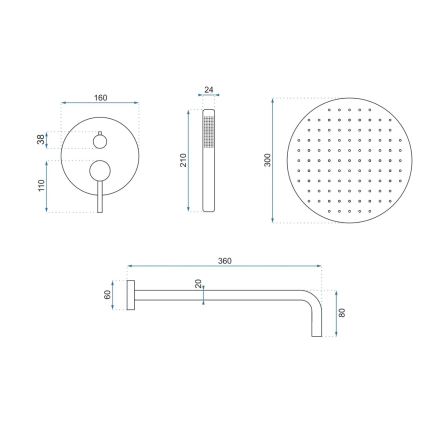 REA-P4160 - LUNGO Concealed Shower Set with Built-in Mixer, Brushed Gold