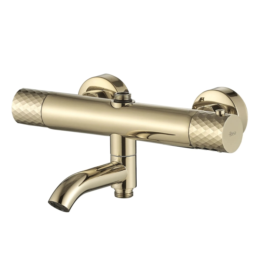 REA-P5960 - LUNGO DIAMOND Thermostatic Shower Set in Gold
