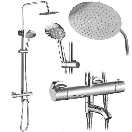 REA-P5961 - LUNGO DIAMOND Thermostatic Shower Set, Polished Chrome