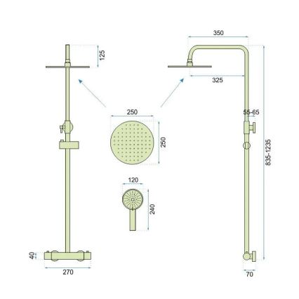 REA-P6602 - VINCENT Thermostatic Shower Set, Brushed Gold